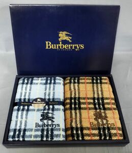 【美品】『BURBERRY オールドバーバリー フェイスタオル2枚セット 34×75㎝ 綿100％』/Y11444/fs*24_4/71-05-4D