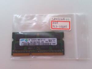 DDR3メモリ ノートPC用 Samsung PC3-10600S 4GB 動作確認済み No.102