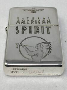 NY-860 未使用 zippo AMERICAN SPIRIT 純銀 NATURAL STERLING SILVER 2011年製 スターリングシルバー チーフロゴ