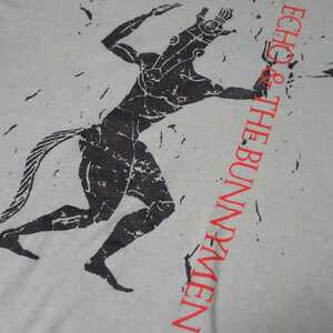 ■ 80s Echo & The Bunnymen Vintage T-shirt ■ エコー & ザ バニーメン ヴィンテージ Tシャツ グレー L 当時物 本物 バンドT エコバニ