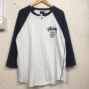 STUSSY ステューシー ベースボール Tee tシャツ カットソー トップス サイズM 紺白 コットン 