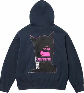 Supreme 23FW Week9 Catwoman Hooded Sweatshirt Navy Medium 店舗購入 国内正規 タグ付 キャットウーマン パーカー ネイビー 紺 Mサイズ