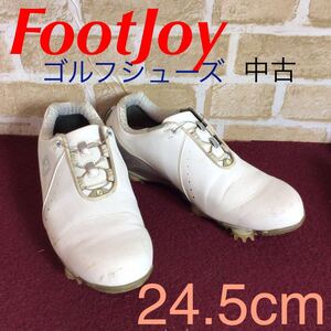 【売り切り!送料無料!】A-230 FootJoy!ゴルフシューズ!24.5cm!白!スパイク!DRYJOYS Boa!ゴルフ!趣味!本格的!高性能!高機能!女子ゴルフ!中古