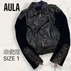 【ほぼ未使用】 AULA 本革 切替 ライダース ジャケット