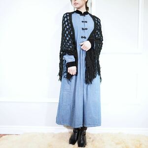 USA VINTAGE CLOCHET DESIGN KNIT CAPE/アメリカ古着鍵編みデザインニットケープ