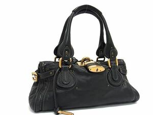 1円 ■美品■ Chloe クロエ パディントン レザー トートバッグ ショルダーバッグ 肩掛けかばん レディース ブラック系 AY5984