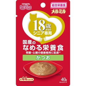 （まとめ買い）ペットライン キャネット メルミル 18歳からかつお 40g 猫用フード 〔×24〕