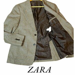 未使用級　極美品　ZARA ハウンドトゥース柄ピークドラベル2Bジャケット　Ｍ