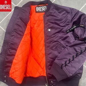 【未使用級XL】超希少color DIESEL ディーゼル フライトジャケット XLsize相当 紫 キルティング 袖ロゴ【幻の極上品】DIESEL最高傑作