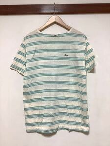 そ1179 CHEMISE LACOSTE ラコステ ボーダーTシャツ 半袖Tシャツ 3 オフホワイト/ダークブルーグリーン