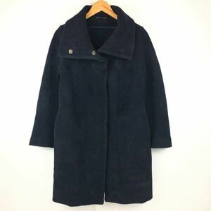 Vallombrosa/バロムブローサ【レディース-M】高級生地　ステンカラーコート　黒/ブラック　Made in Japan　管NO.A9-47