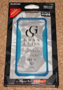 ★新品★ELECOM iPhone8/7/SE2/SE3 ガラスケース GRANGLASS 耐衝撃設計 クリアブルー