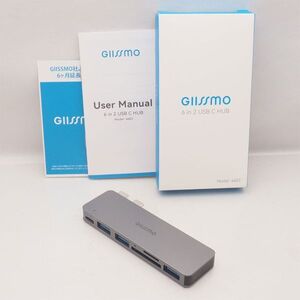 未使用 GIISSMO 4602 6-IN-2 USB-C ハブ SDカードリーダー Macbook Air M2 Pro Type C PD USB3.0 Micro SD 管17383