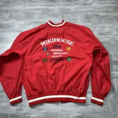 90s MIKIHOUSE ミキハウス スタジャン ワッペン 赤 レッド L