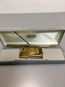 Zippo ジッポー オイルライター ボールペン セット ゴールドカラー