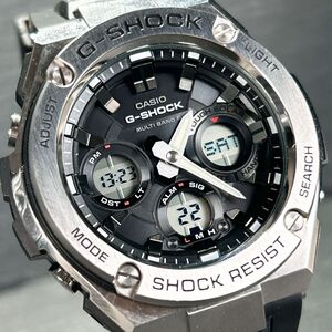 美品 CASIO カシオ G-SHOCK ジーショック G-STEEL 腕時計 GST-W110-1A 電波ソーラー タフソーラー アナデジ ラウンド マルチバンド6 動作OK