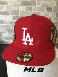 超人気即完売MLB大谷翔平所属LAドジャース×Jon Stan×NEWERA 59FIFTYフィッテッドキャップ5/8RD