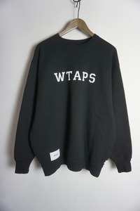 国内正規 美品24SS WTAPSダブルタップス 241ATDT-CSM03 ACADEMY SWEATER COTTON COLLEGE スウェット トレーナー 02 M 本物 黒106P▲