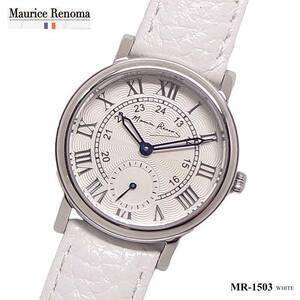レディース 腕時計 BOX無し モーリス レノマ MR-1503-WHITE スモールセコンド ホワイト イタリアンレザー ベルト