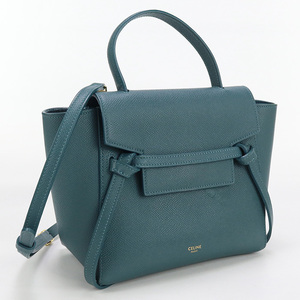 中古セリーヌCELINE ナノ ベルトバッグ カーフ 18900 3ZVA ブルー系 ランク：AB us-2 2WAY ショルダー レディース