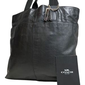 1円～【入手困難品】定価12万円 コーチ COACH トートバッグ ビジネスバッグ ブリーフケース A4 2way レザー メンズ レディース ブラック 黒