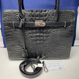 T1254【中古品】/RODANIA ハンドバッグ クロコ エキゾチックレザー バーキン型