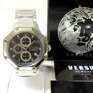 新品箱入り VERSUS VERSACE ヴェルサス ヴェルサーチ オクタベゼル メンズ クロノグラフ 腕時計 ウォッチ シルバー ステンレスブレス 45mm