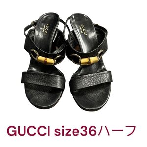 グッチ　GUCCI　インパクト大　バンブー　サンダル　36ハーフ 23.5センチ　黒　M4G724