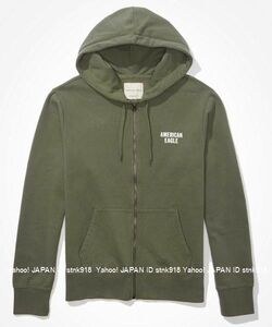 〓アメリカンイーグル/US L/AE Fleece Graphic フルジップ/Olive