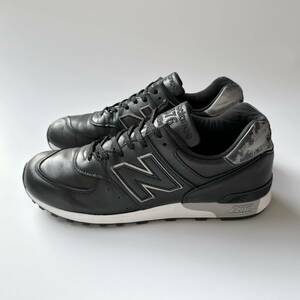 UK製 オールレザー NEW BALANCE M576KKL ブラック×グレー US8.5 26.5cm 中古 使用感あり イギリス英国製 NB 黒スニーカー MADE IN ENGLAND