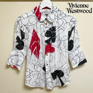 未使用 Vivienne Westwood ヴィヴィアン・ウエストウッド HOUSE OF CARDSトランプ柄シャツ MADE IN ITALY サイズ38