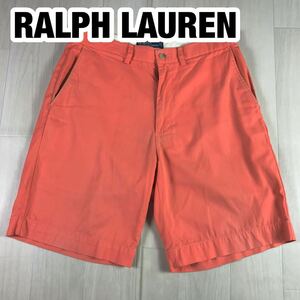 POLO BY RALPH LAUREN ポロ バイ ラルフローレン ショートパンツ チノパン ハーフ ツータック 32 オレンジ