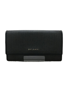 BVLGARI◆ウィークエンド/2つ折り長財布/レザー/BLK/総柄/メンズ/角スレ・使用感有