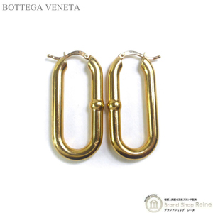 ボッテガ ヴェネタ （BOTTEGA VENETA） オーバル チェーンフープピアス スターリングシルバー 925 両耳 707795 イエローゴールド（中古）