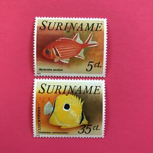 外国未使用切手★スリナム 1976年 魚2種