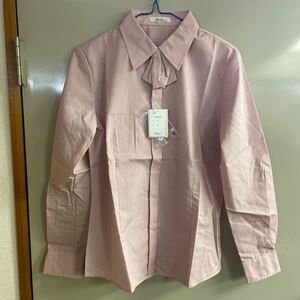 (送料込) 新品　事務服ブラウス 7号　リボン取り外し可能　ピンク　事務服長袖ブラウス ボンマックス　受付制服　OL制服　ブラウス 