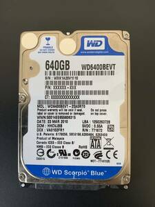 Western Digital 2jmyp wd6400bpvt-75hxzt1 2.5 SATA 640 GB 5400 300 MB/s WesternデジタルノートパソコンハードD