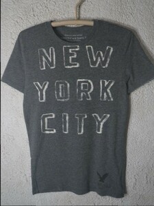 ｎ4534　AMERICAN　EAGLE　アメリカン　イーグル　アウトフィッターズ　半袖　NEW YORK　CITY　手書き風　プリント　tシャツ　人気