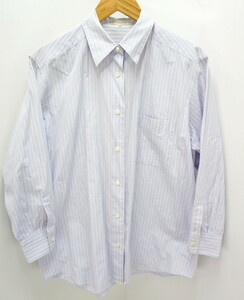 ■正規 三陽商会 バーバリー BURBERRY 青×赤 白 ストライプ レディース 長袖シャツ ワイシャツ ブラウス size11■H