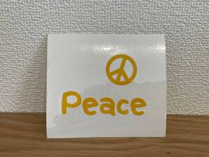 ■□　 peace ピース ☆ 平和 カッティング ステッカー　□■ シール デコ イエロー 黄