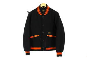 【極美品】WTAPS x HARRIS TWEED 13AW VARSITY JACKET ウール スタジャン ジャケット M ブラック/オレンジ 黒 スタジアム アワード