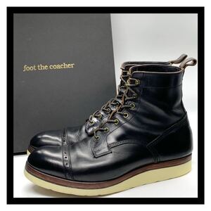 foot the coacher [フットザコーチャー] レースアップブーツ ワークブーツ キャップトゥ レザー ブラック 黒 US7.5 25.5cm 革靴 シューズ