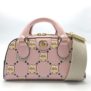 グッチ GUCCI レザー GGマーモント アニマル プリント アンジェラ・グエン コラボ KAWAII 2WAY ミニボストン 724606 レディース 