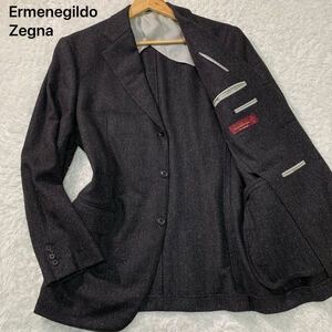 【希少・XL】Ermenegildo Zegna エルメネジルドゼニア　カシミヤ100 ヘリンボーン テーラードジャケット グレー ブレザー メンズ antayu LL