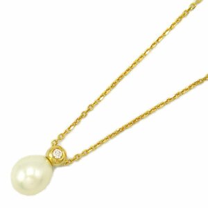 ミキモト 淡水パール ダイヤ ネックレス ブランドオフ MIKIMOTO K18（イエローゴールド） ネックレス K18YG 中古 レディース