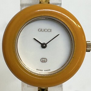 G237-I63-360 ◎ GUCCI グッチ 0551693 1100-L チェンジベゼル クオーツ レディース 腕時計 オレンジ ゴールドカラー 腕時計 箱付き