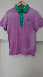☆エナジー ENERGIE ポロシャツ 紫×緑 Mサイズ ダメージ加工 美品☆