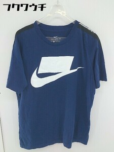 ◇ NIKE ナイキ スウッシュ プリント 半袖 Tシャツ カットソー サイズL ネイビー メンズ