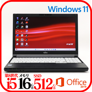 ★A579BX①★第8世代i5-8265U★メモリ16GB★新品SSD512GB★WEBカメラ★バッテリ良★Win11★Office★Bluetooth★1113