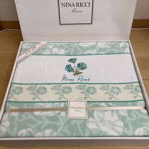 NINA RICCI ニナリッチ　コットン毛布 オールシーズンタイプ　 ライトグリーン　花刺　140×200　no.90